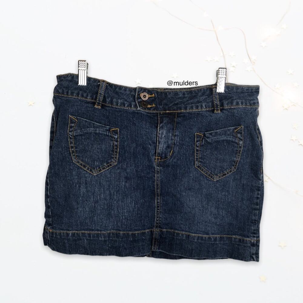 Route 66 Y2K Style Blue Denim Mini Jean Skirt